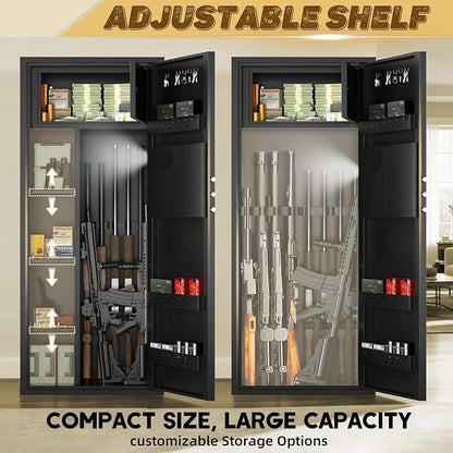 12-15 Gun Safe for Rifles and Pistols, Gun Cabinets for rifles and shotguns with Digital Keypad and Alarm Mode, Easy Assembly Rifle Safe for Home with Internal Lockable Box & Removable Shelves