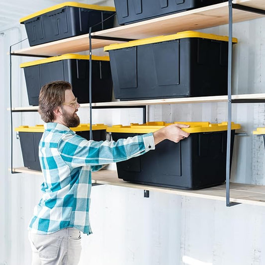 Life Finds 3-Tier Shipping Container Accessories Shelving Brackets, 4 Pack, Holds up to 1100 lbs, Drill-Free Installation with Easy Removal, Surface Sprayed Iron, LF-SCS01