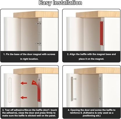 Cabinet Drawer Magnets, Jiayi Closet Magnetic Cabinet Door Catch, 4 Pack Ultra-Thin Invisible Door Magnets Closures, 30LB Heavy Duty Double Door Magnet with Screw for Wardrobe RV Screen Doors Closing