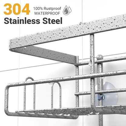 Shower Caddy Hanging Bathroom Organizer: Rustproof Shower Shelf for Inside Shower - No Drilling Shower Racks Over Showerhead - Bath Shelves Rack for Shampoo Soap Chrome