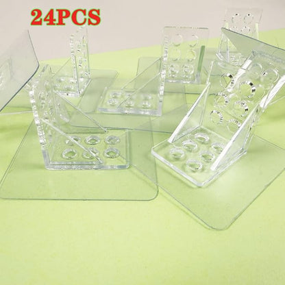 24 Pieces Adhesive Shelf Bracket, Punch Free Reinforced Design Shelf Support Pegs for Shelves Kitchen Cabinet Book Closet - Large Size