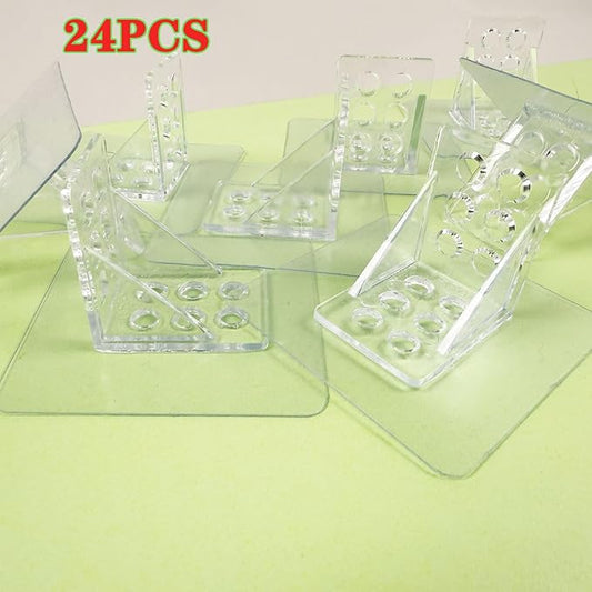 24 Pieces Adhesive Shelf Bracket, Punch Free Reinforced Design Shelf Support Pegs for Shelves Kitchen Cabinet Book Closet - Large Size