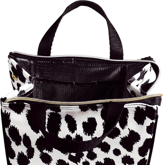 kate spade new york Portable Soft Cooler Lunch Bag, Thermal Tote with Insulated Interior Lining and Storage Pocket, Lunch Tote for Women, Modern Leopard