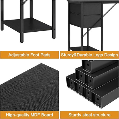 Grandder Computer Desk with 4 Drawers, 47 Inch Office Desk with Storage, Gaming Desk with CPU Shelves, Writing Desk Work Desk for Home Office, Study, Bedroom, Work from Home, Black