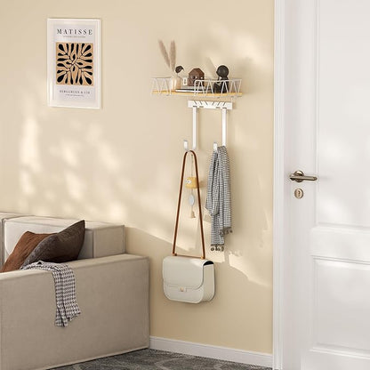 Ironing Board Hanger with Removable Hooks, Ironing Board Holder Wall Mounted for T/Y Leg, Space Saving Iron Holder for Laundry Room Storage and Organization, White