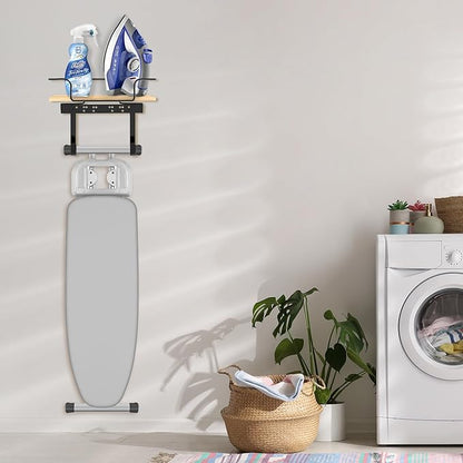 SMZCTYI Iron Board Holder, Wall Mount with Adjustable Hooks for Y & T-Leg Iron, Base Basket for Laundry Room, Bedroom
