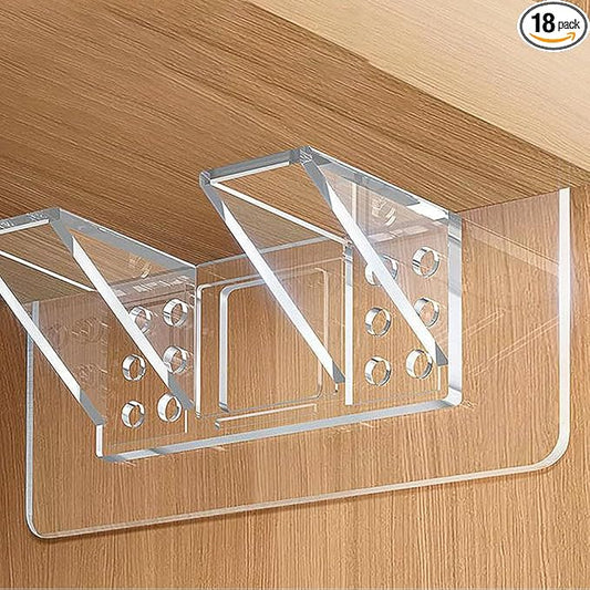 18 Pieces Large Size Adhesive Shelf Bracket, Double Row Thickened and Reinforced Design Shelf Support Pegs for Shelves Kitchen Cabinet Book Closet