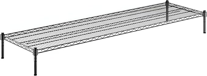 21" x 72" x 8" Black Epoxy Wire Storage Shelf, Dunnage Rack, Commercial 1 Tier Small Shelf