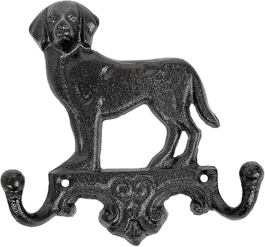 Sungmor Cast Iron Vintage Dog Wall Hooks, Decorative Wall Mounted Coat Hooks, Rustic Heavy Duty Double Hooks Cute Animal Key Hangers for Dog Leashes, Towels, Hats