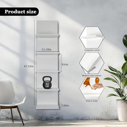 5 Tier Wall Shelf Unit, RGB Lack Shelf, Vanity Shelves with Light,White Shelves for Room,Office,Bathroom,Remote Control