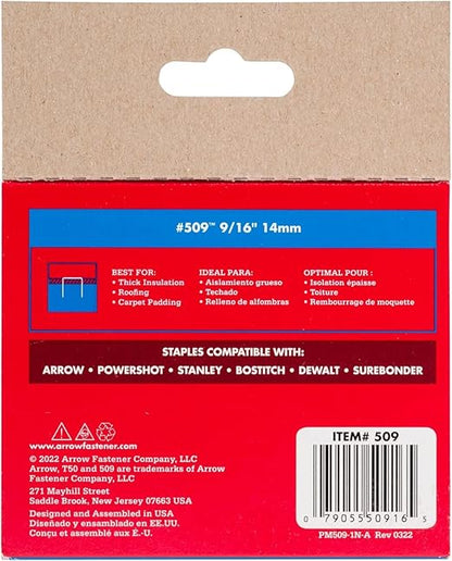 Arrow T50 9/16" Staples, 1250 Count