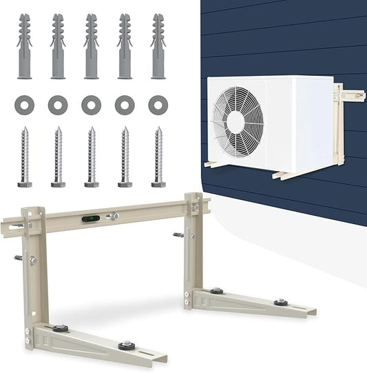 Mini Split Wall Mounting Bracket Outdoor, for 7000-12000 BTU Universal Ductless Air Conditioners, Heat Pumps, Heavy-Duty Mini Split AC Mount, Foldable Mini Split Bracket Max 400 Lb Capacity