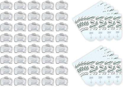 Command Outdoor Light Clips, 40 Clear and 48 Strips, Damage Free Hanging with Weather Resistant Strips, Wall Clips for Hanging Outdoor Lights and Cable Management
