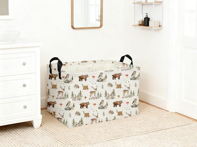 Rectangle Kids Baskets Animal Basket Cute Storage Bin Organizer Box for Room Decor Gift Basket(Woodland animal)