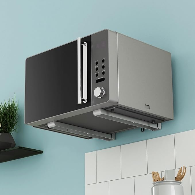 AVF Steel Universal Wall-Mounted Microwave Brackets in Silver (Set of 2)