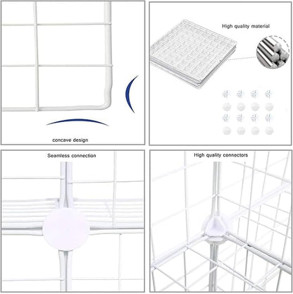 C&AHOME Wire Cube Storage, 9-Cube Organizer Metal, Wire C Grids Storage, Storage Bins Shelf, Modular Bookshelf, Closet Cabinet Ideal for Home, Living Room, Office 36.6”L x 12.4”W x 48.4”H White