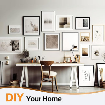 Picture Hanging Strips 40 Strips, Damage Free Removal, Wall Poster Picture Hangers Without Nails, Sticky Hook & Loop Adhesive Strips for Poster/Picture/Home/Office, 20 Pairs/Medium, White