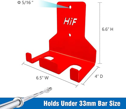 HIFLAME Double Barbell Storage Wall Mounted Storage Rack, Wall Barbell Rack, Olympic Wall Mount Barbell Holder,Vertical Hanging Barbell Rack.Suitable for Gym.Home Fitness. (Red)