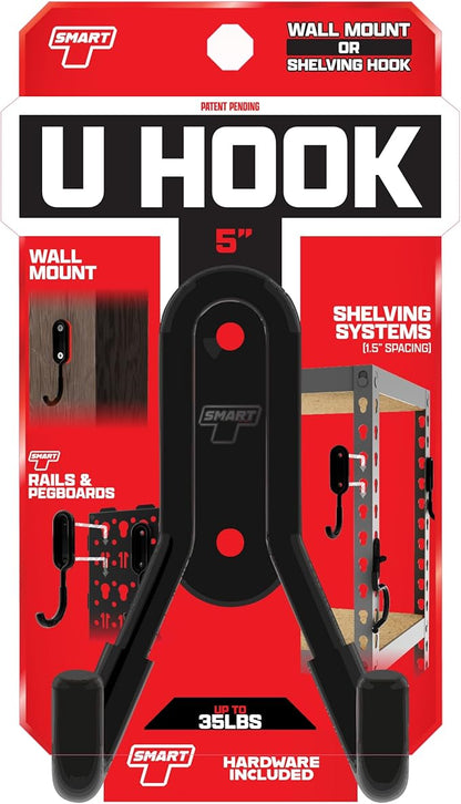 Smart T Garage Storage Wall Hook | 5" U-Hook for Garage Organization, Heavy Duty Organizer Wall Mount or Shelving Hooks