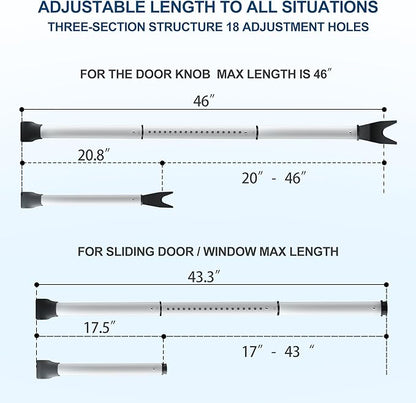 Rerishom Door Security Bar, Door Stoppers Security bar,Heavy Duty Door Lock Security Door Jammer Door Stopper for Apartment, Hotel Room,Screen Door Hardware, 1 Pack