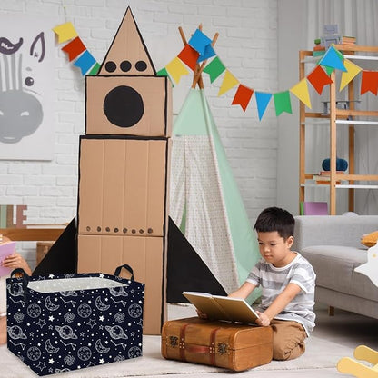 Rectangular Kids Baskets Star Basket Kids Storage Bins Girls Basket Cute Storage Bin Organizer Box Room Decor for Home(Starlit sky)