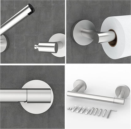Bathroom Toilet Paper Holder Wall Mount SUS304 Stainless Steel Double Post Pivoting Toilet Paper Roll Holder Wall Mounted for Bathroom RV Commercial Toilet Tissue Dispensers, Brushed Nickel