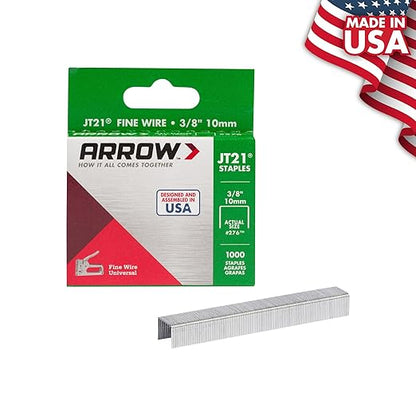 Arrow 276 JT21 Thin Wire Staples for Staple Guns and Staplers, Use for Upholstery, Crafts, General Repairs, 3/8-Inch Leg Length, 7/16-Inch Crown Width, 1000-Pack