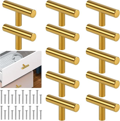 Romeda 12 Pack Gold Cabinet Knobs, 2in Single Hole Cabinet Hardware with Screws 1in & 1.5in, Gold Drawer Pulls for Kitchen Bedroom Furniture