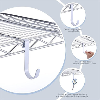 10pcs J Hooks for Wire Shelving 3.5 Inch Large White Heavy Duty Metal Shelf Hooks for Wire Shelves Racks Closet Shelving Accessories