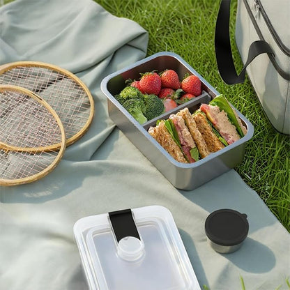 Stainless Steel Bento Lunch Box Set for Adult - 42oz Leak-Proof Bento Lunch Box Container with Thermo, Insulated Bag for Work Travel Dining Out