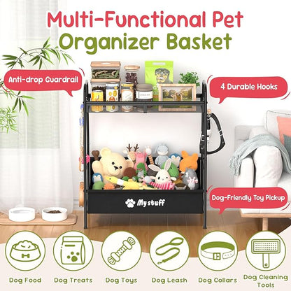 Large Dog Toy basket, Toy Box for Dogs, Pet Toys Bin Dog Metal Wire Basket for Toys, Food Storage, Storage Organizer Chest Storage, Toy Box for Living Room Area (Black)