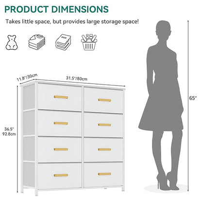 YITAHOME Fabric Dresser for Bedroom, Tall Storage Tower with 8 Drawers, Black Dresser & Chest of Drawers, Storage Drawer Organizer for Closet, Living Room