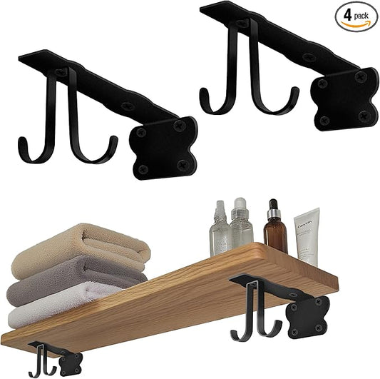 SOGAL Shelf brackets 8 inch| Heavy Duty | 4 Pack Extra Storage Utility Hooks - 150LB Workshop Floating Supports