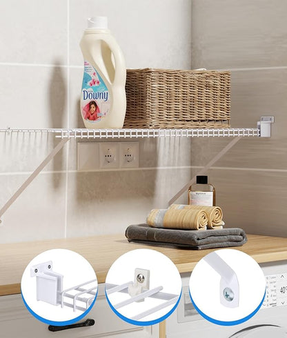 6 Pack 12 Inch Wire Shelf Brackets Set, Closet Maid Support Brackets with Anchors and Screws, Wire Closet Shelving Accessories with 12 PCS Wire Shelf Clips for Wardrobe and Wall Bracket