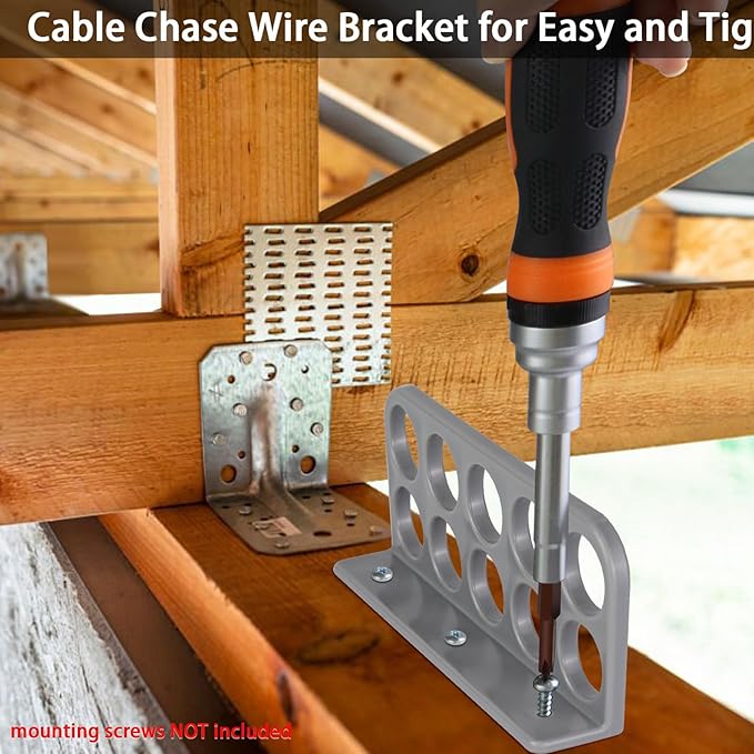 50Pack Cable Chase Wire Bracket,Cable Chase Bracket Support Organizer for NMB,Wire Stackers Keep Electrical Cord Tidy Clean&Save Time Space Labor,1" with 10-Hole Design