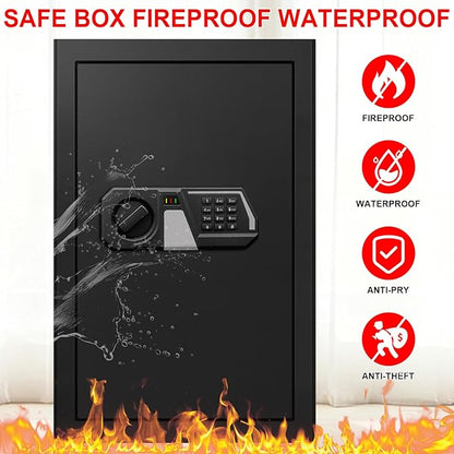 5.2 Cuft Large Safes for Home Use Water and Fireproof, Digital Security Fire Safe Box with Programmable Keypad, Spare Keys & Removable Shelf, Anti-Theft Document Safe for Money, Medicine and Valuables