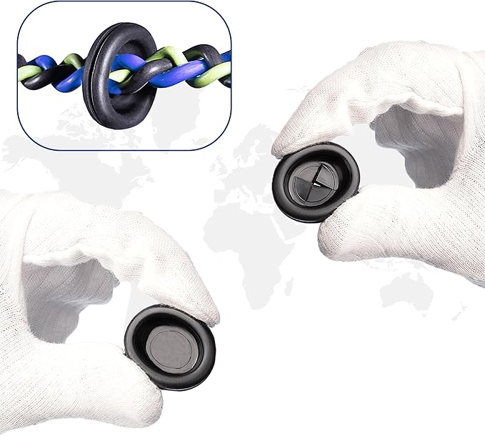Rubber Plugs for Round Holes-205pcs Assorted Rubber Grommets in 7 Sizes M25.4, M22.23, M19.05, M15.88, M12.07, M7.14, M9.53-Waterproof Rubber Grommet Kit Wire Grommet Perfect for Sealing Auto Panel