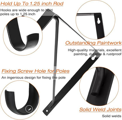 8 Pack Heavy Duty Closet Shelf & Rod Brackets, Wall Mounted Closet Shelf Brackets, 11 x 10.2 Inch Closet Shelf Brackets with Rod Support, Black