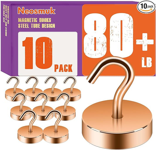 Neosmuk Magnetic Hooks, Cruise Ship Essentials, 80lb+ Heavy Duty Magnetic Hooks for Cruise Cabins, Refrigerator, Grill, Hanging, and Travel | Extra Strong Must-Haves Magnet Hook,Bronze