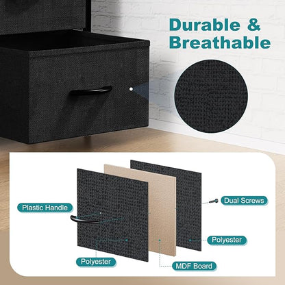 OLIXIS 8 Drawers Storage Organizers Units, Closet Organizers and Storage for Clothes, Fabric Storage Drawer for Living Room, Chest of Dresser in 31.5" D x 11.8" W x 36.4" H, Black