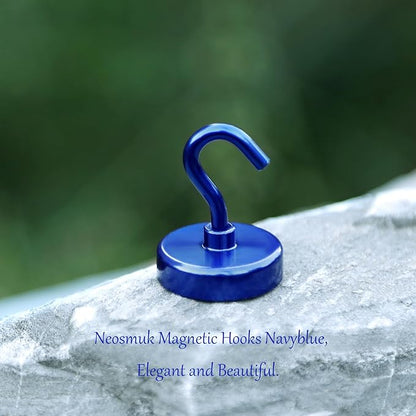 Neosmuk Magnetic Hooks, Heavy Duty 85lb+ Strong Magnet Hook for Cruise Cabins, Cruise Ship Essentials for Hanging, Metal Wall Refrigerator Hangers (Navyblue, 10 Pack)