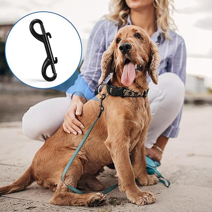 4 PCS Double Ended Snaps, 3.5 Inch Zinc Alloy Trigger Metal Clip, Black Double Ended Snap Hooks for Pet Dog Leash, Water Bucket Hooks, Key Holder, Carabiner, Home, Farm, Other Indoor and Outdoor.