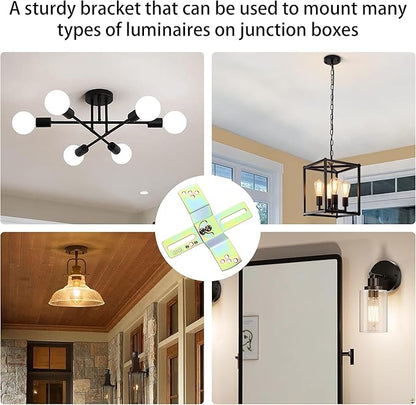Light Fixture Mounting Brackets, Adjustable Mounting Plates for 4" J-Box, Light Crossbar Set with Screw and Nuts for Wall Light, Close to Ceiling Light, Chandelier, Pendant, 2 Pack (White)
