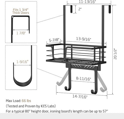 KES Over The Door Ironing Board Holder, Ironing Board Hanger for Laundry Room Organization and Storage Y and T Shaped Fits for 1 3/4 Doors Matte Black, HIR501B-BK