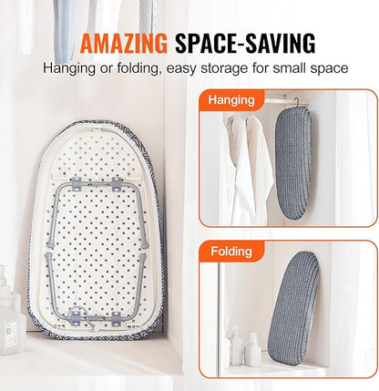 VEVOR Tabletop Ironing Board 23.4 x 14.4, Small Iron Board with Heat Resistant Cover and 100% Cotton Cover, Mini Ironing Board with 7mm Thickened Needle Cotton Layer for Small Spaces, Travel Use