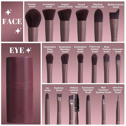 BS-MALL Makeup Brush Set 18 Pcs Premium Synthetic Foundation Powder Concealers Eye shadows Blush Makeup Brushes with black case (D-Brown)