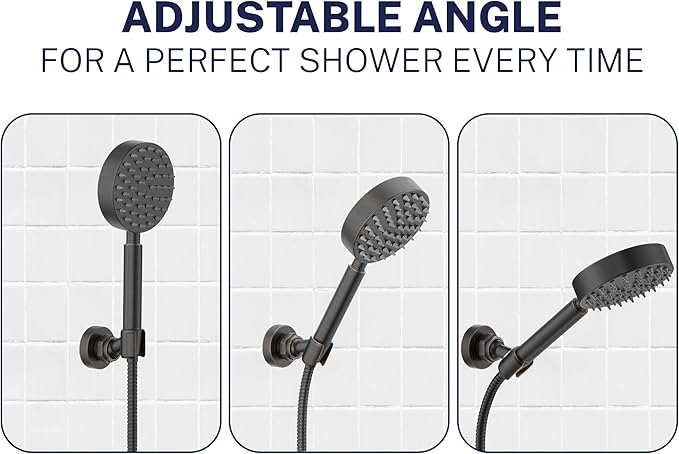 HammerHead Showers Solid Metal Handheld Showerhead Holder Wall Mount, Adjustable Screw-Mounted Pivot Ball, Shower Hose Holder, Fits Most Handheld Showerheads, Oil Rubbed Bronze
