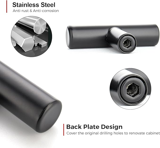 JOY DECOR 10 Pack 2 Inch Cabinet Pulls Kitchen Cabinet Handles with Single Hole Matte Black Cabinet Hardware Stainless Steel Kitchen Drawer Pulls for Cabinets Cupboard,Wardrobe