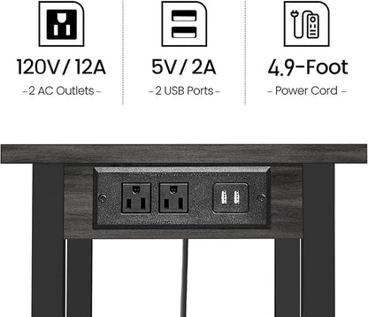 TUTOTAK 3 Tier Printer Stand, Rolling Printer Cart with Power Outlets and USB Ports, Mobile Printer Table with Wheels, for Under Desk, Office, Home, Charcoal Grey PS02BY001
