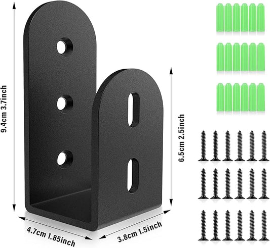 U Bracket, Door Security Bar, Heavy Duty Steel Door Bracket for 2x4 Lumber (6 Pack, Black, Wall Mount)